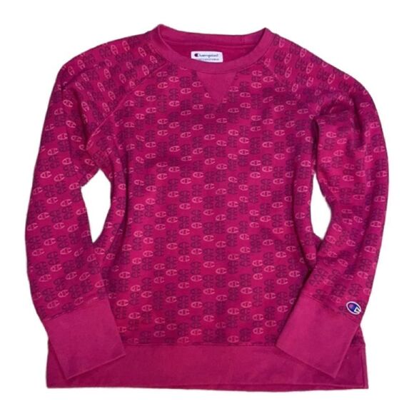 Champion Pink Crew Neck Sweatshirt w/Logo Covering Fabric (Size: Medium) - Picture 1 of 16